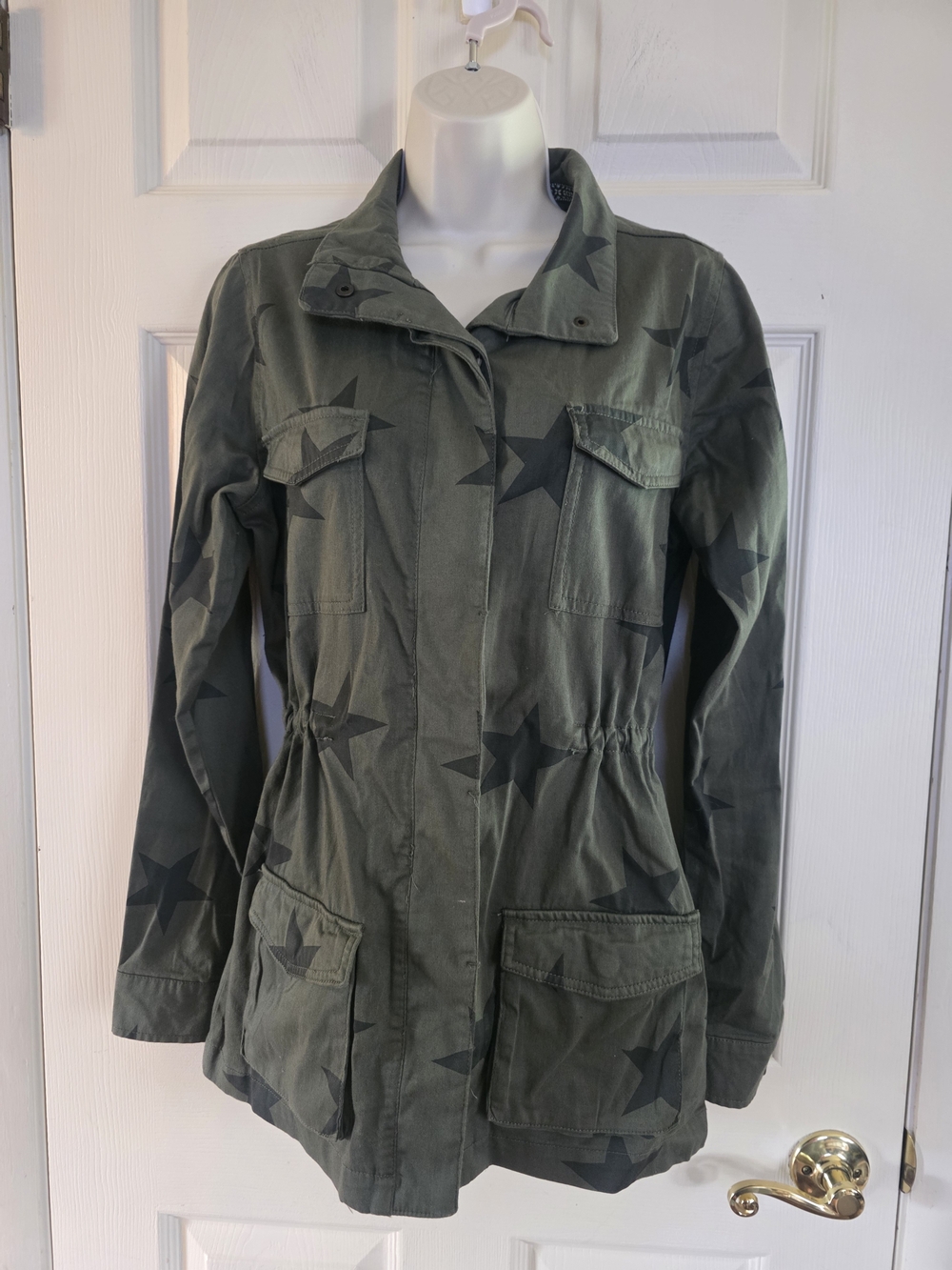 Knox Rose Olive Green Star-Print Utility Jacket